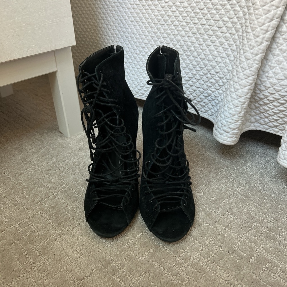 Black lace up heels